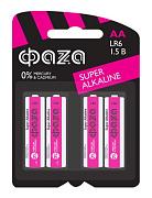 Батарейка "пальчиковая" АА (LR6), Super Alkaline BL-4, ФАZА (LR6SA-B4), продаются по 4шт